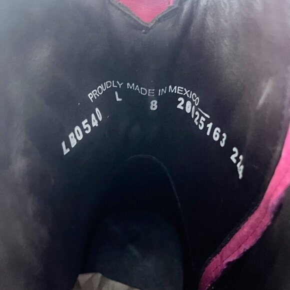 Lane COSSETTE Womens Cowboy Booties 8 Western Cowgirl Short Boots Pink Leather - Picture 9 of 11